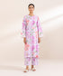Women's Pret Cotton Viscose Purple Embroidered Straight Shirt